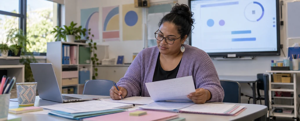 Illustration of a person working as an adult literacy and numeracy teacher