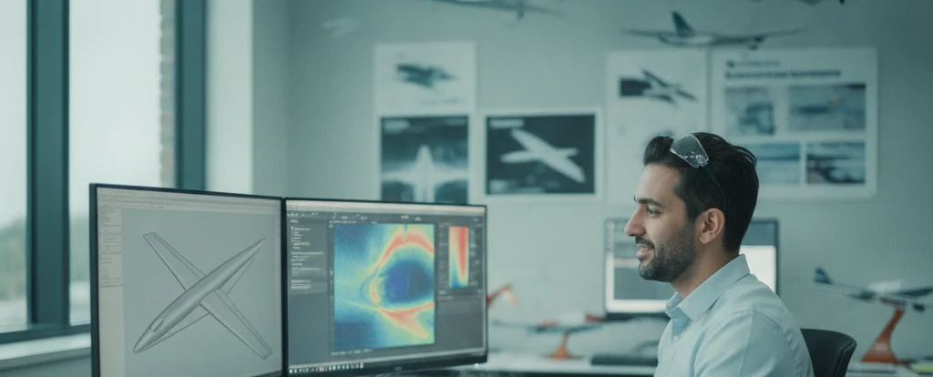Illustration of a person working as an aerospace engineer