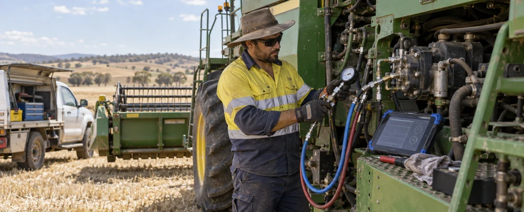 Illustration of a person working as an agricultural mechanic