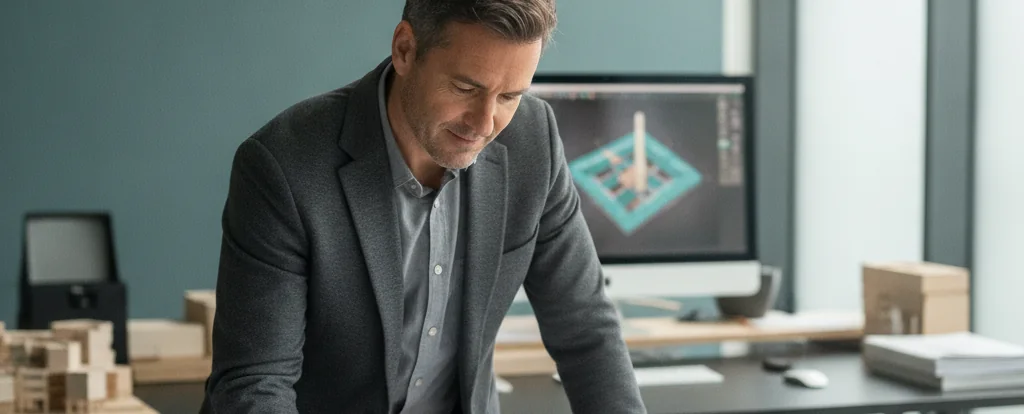 Illustration of a person working as an architect