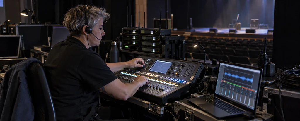 Illustration of a person working as an audiovisual technician