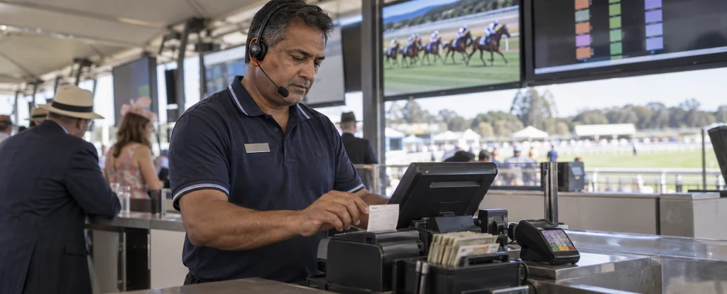 Illustration of a person working as a betting clerk