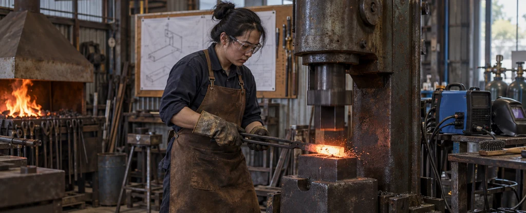 Illustration of a person working as a blacksmith