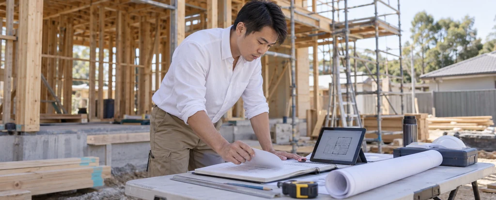 Illustration of a person working as a building designer