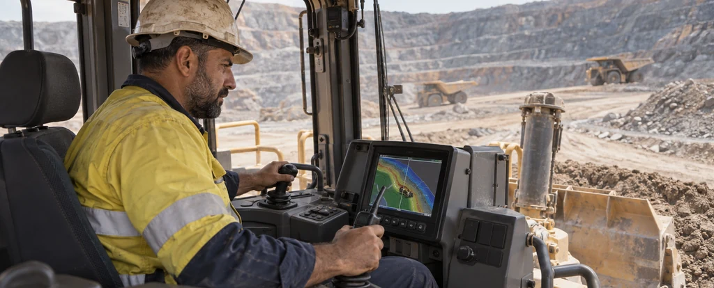 Illustration of a person working as a bulldozer operator