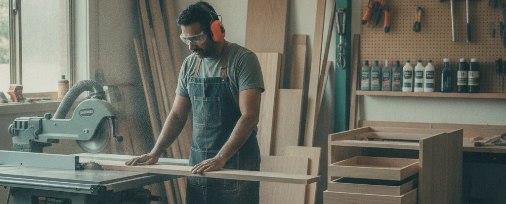 Illustration of a person working as a cabinet maker