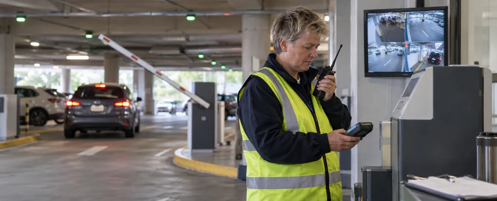 Illustration of a person working as a car park attendant