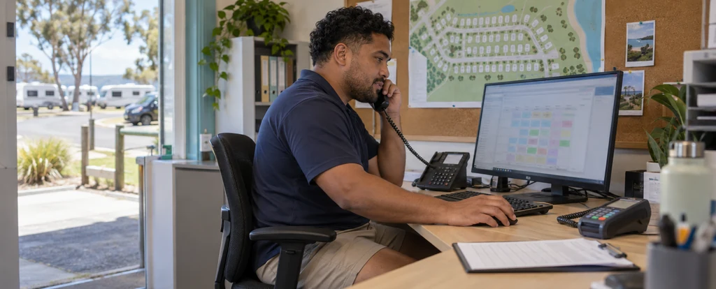 Illustration of a person working as a caravan park manager