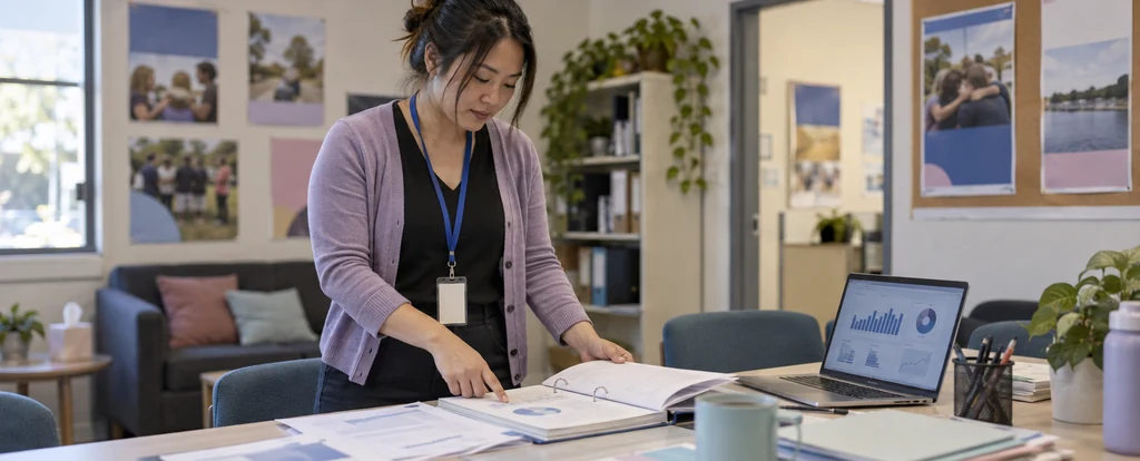 Illustration of a person working as a community services manager