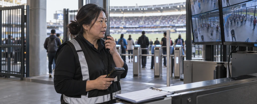 Illustration of a person working as a crowd controller