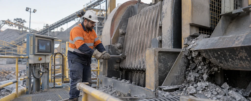 Illustration of a person working as a crusher operator