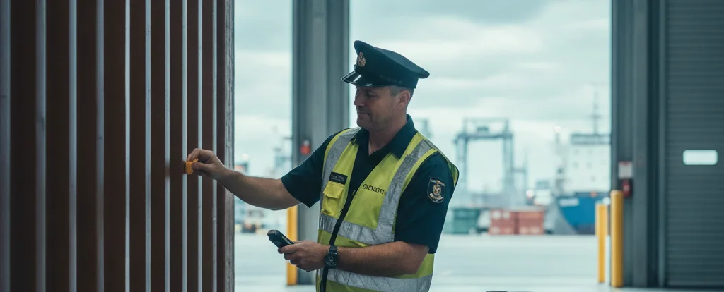 Illustration of a person working as a customs officer
