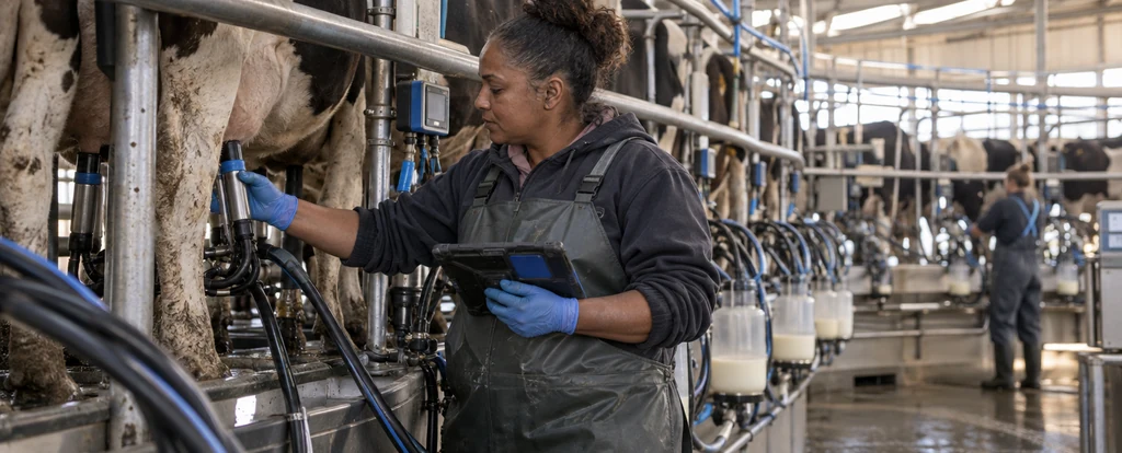 Illustration of a person working as a dairy farmer