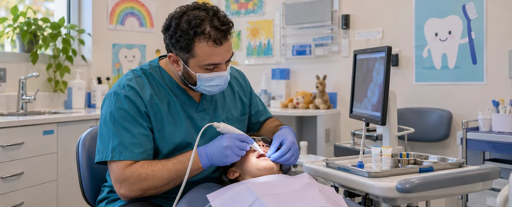 Illustration of a person working as a dental therapist