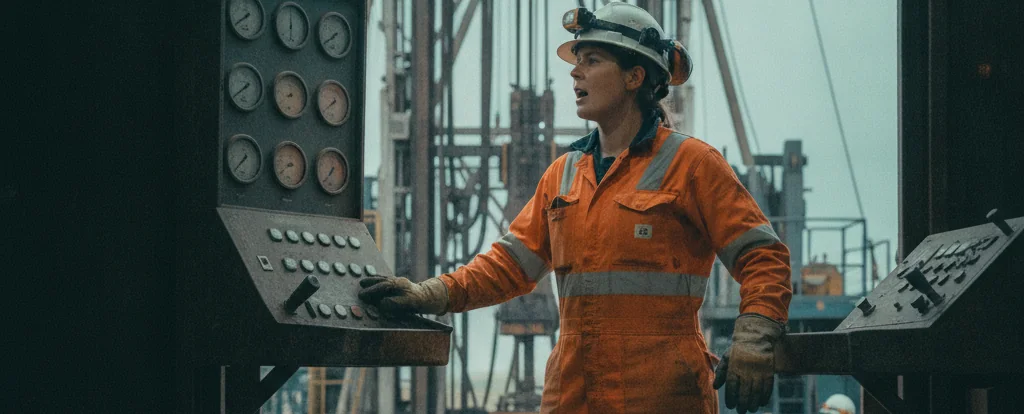Illustration of a person working as a driller