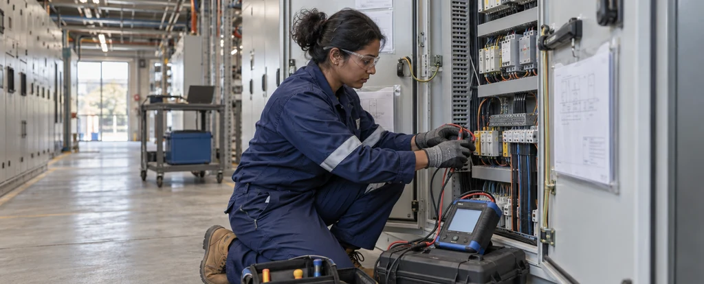 Illustration of a person working as an electrical engineering technician