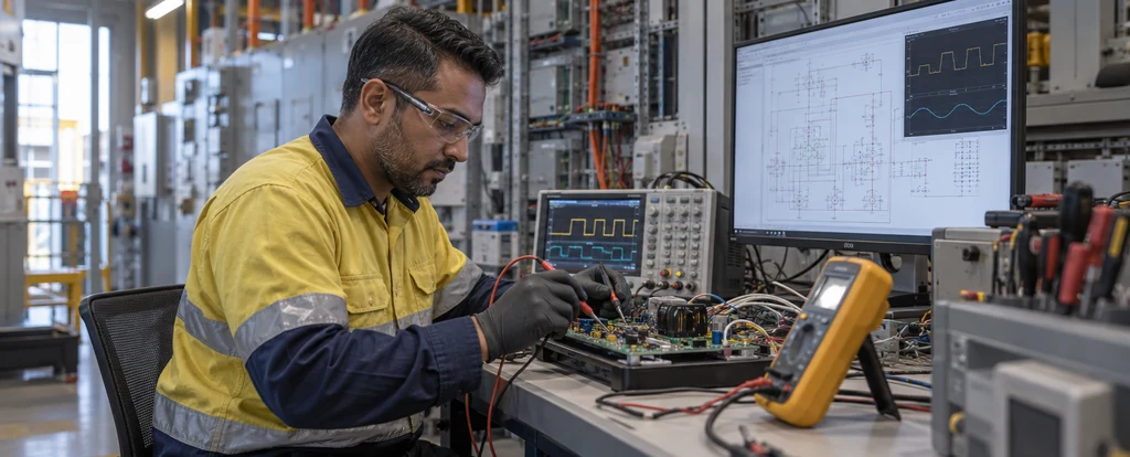 Illustration of a person working as an electronics technician