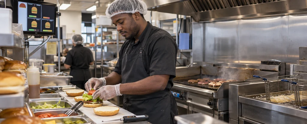 Illustration of a person working as a fast food cook