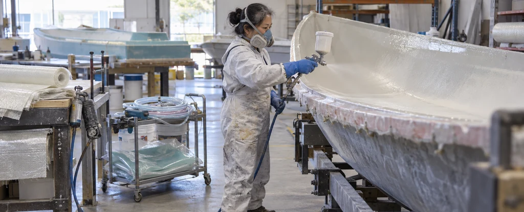 Illustration of a person working as a fibreglass laminator