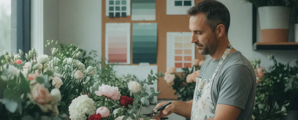 Illustration of a person working as a florist