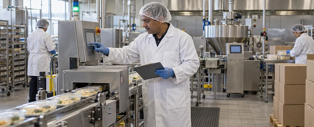 Illustration of a person working as a food factory worker
