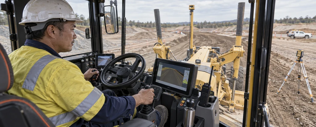 Illustration of a person working as a grader operator