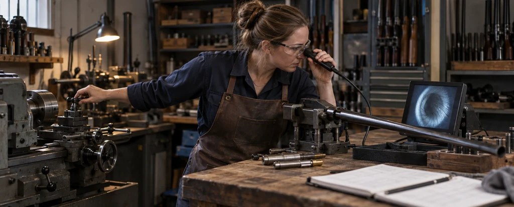 Illustration of a person working as a gunsmith