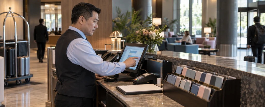 Illustration of a person working as a hotel receptionist