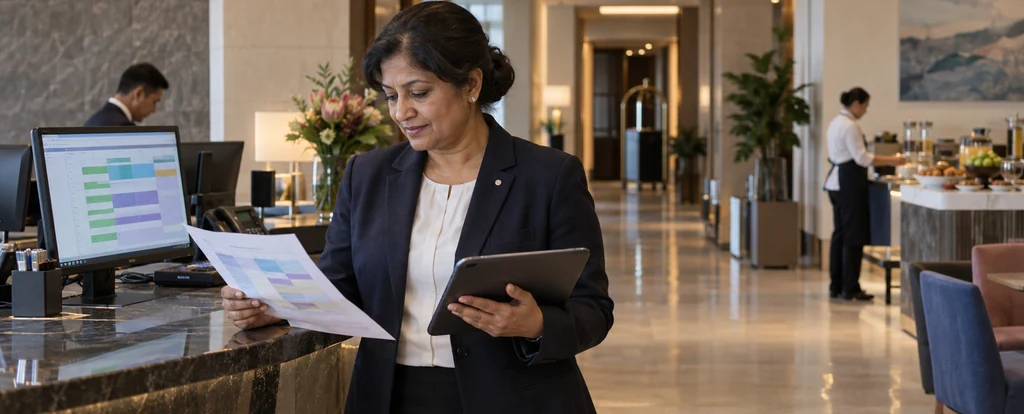 Illustration of a person working as a hotel service manager