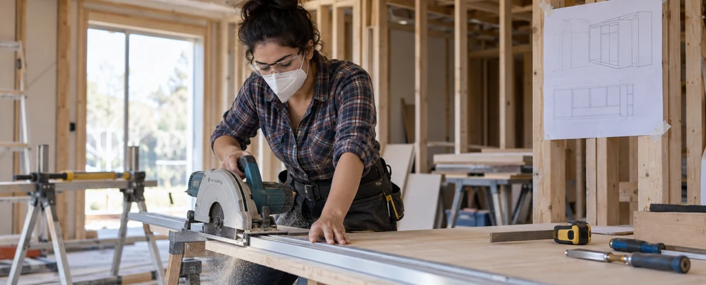 Illustration of a person working as a joiner