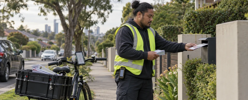 Illustration of a person working as a leaflet distributor