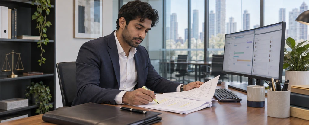 Illustration of a person working as a legal executive