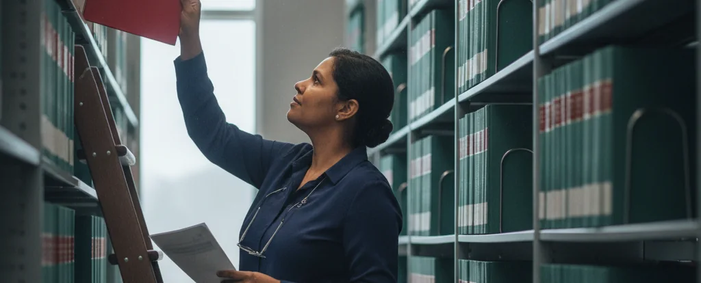 Illustration of a person working as a librarian
