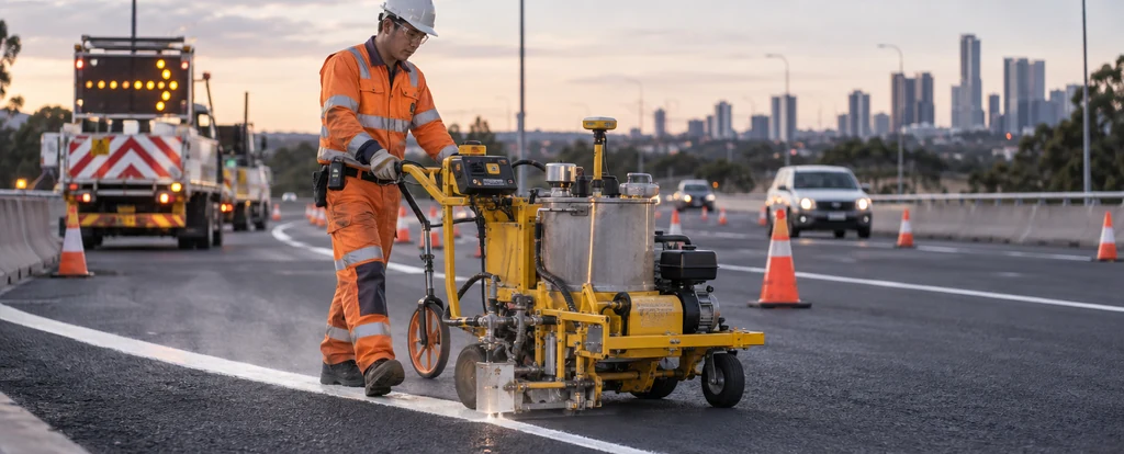 Illustration of a person working as a linemarker