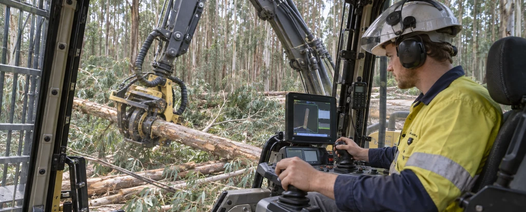 Illustration of a person working as a logging plant operator