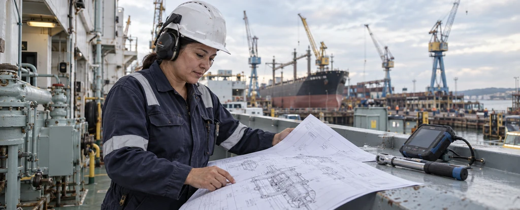 Illustration of a person working as a marine engineer