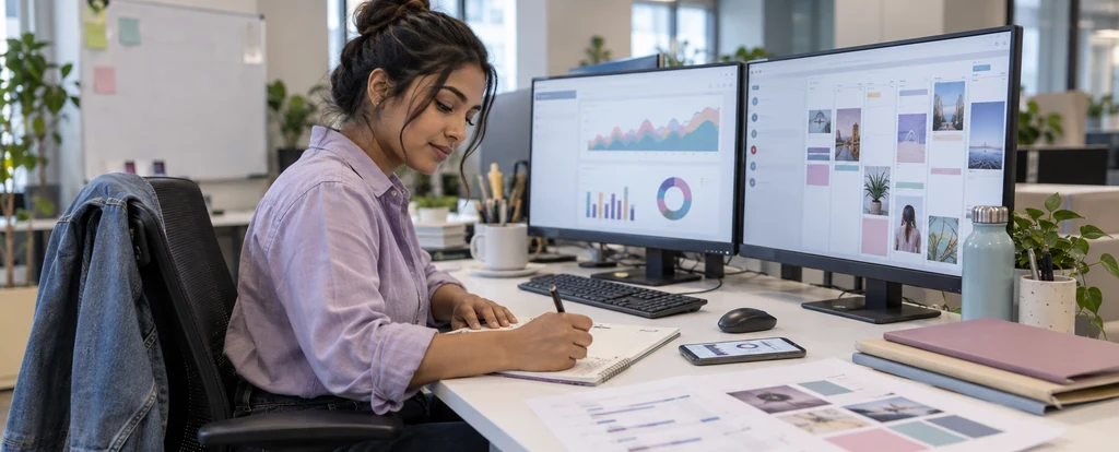 Illustration of a person working as a marketing coordinator