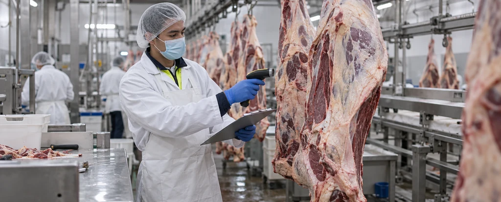 Illustration of a person working as a meat inspector