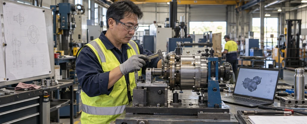 Illustration of a person working as a mechanical engineering technician