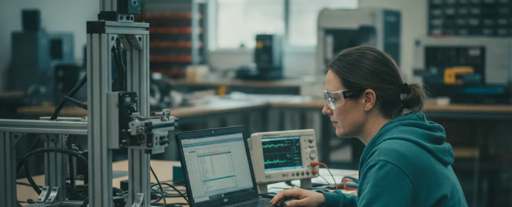 Illustration of a person working as a mechatronics engineer