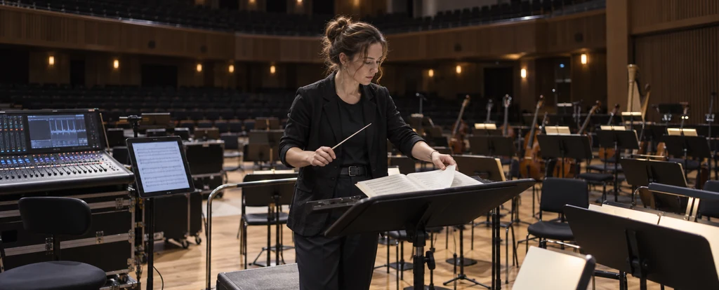 Illustration of a person working as a music director