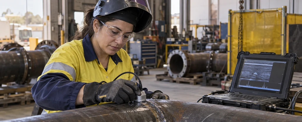 Illustration of a person working as a non-destructive testing technician
