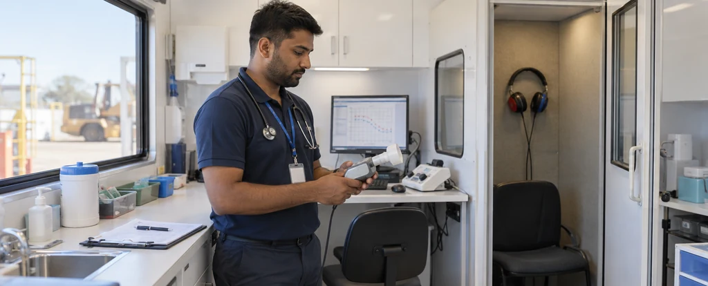 Illustration of a person working as an occupational health nurse
