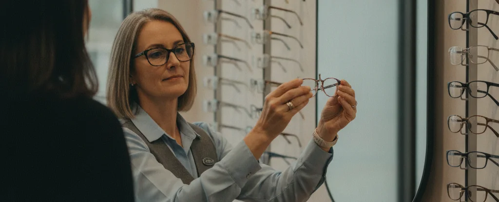 Illustration of a person working as an optical dispenser