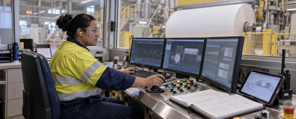 Illustration of a person working as a paper machine operator