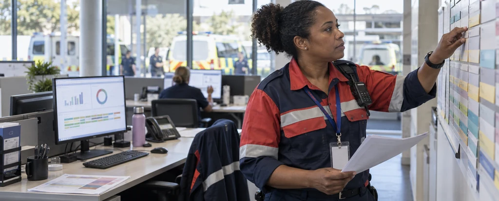 Illustration of a person working as a paramedic manager