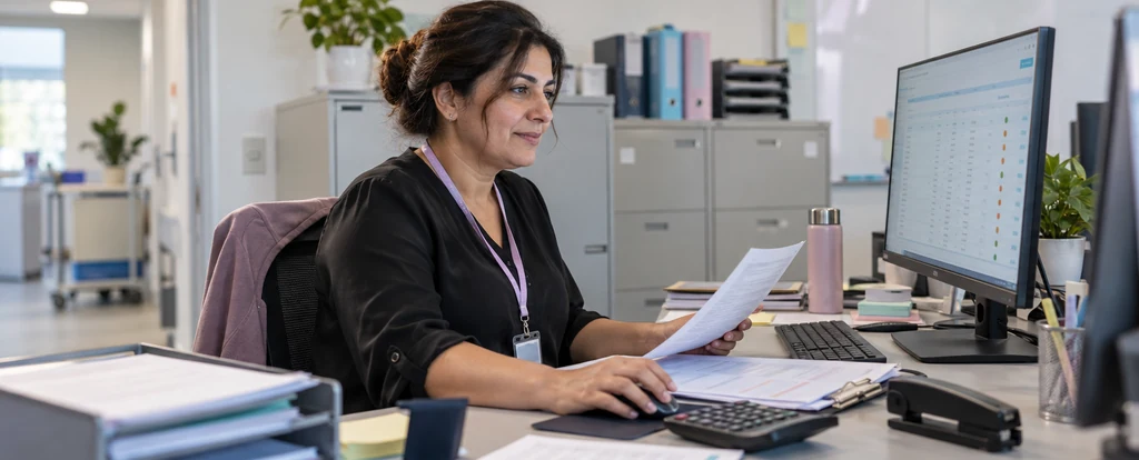 Illustration of a person working as a payroll manager