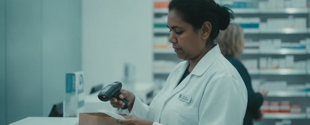 Illustration of a person working as a pharmacist