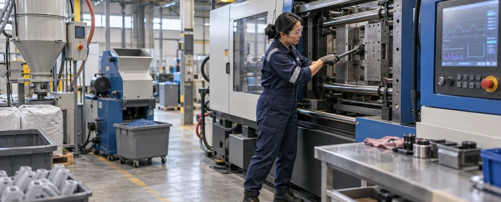 Illustration of a person working as a plastics technician
