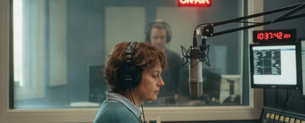 Illustration of a person working as a radio presenter